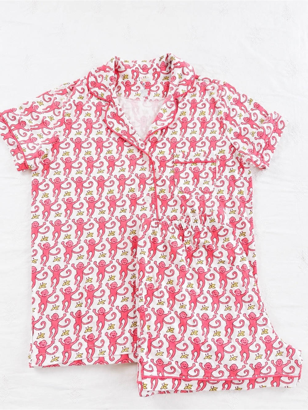 Roller Rabbit Original Pink Monkey Polo Pajama Set S NWOT